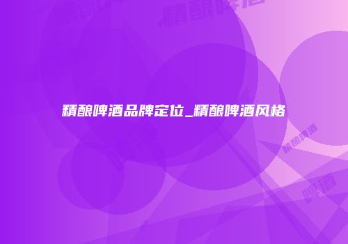 精酿啤酒品牌定位_精酿啤酒风格