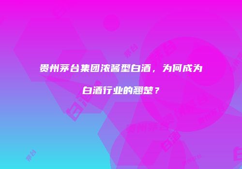 贵州茅台集团浓酱型白酒，为何成为白酒行业的翘楚？