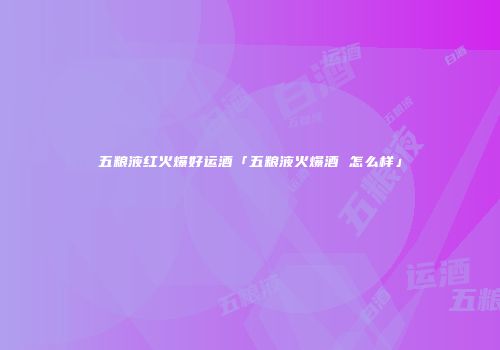 五粮液红火爆好运酒「五粮液火爆酒 怎么样」