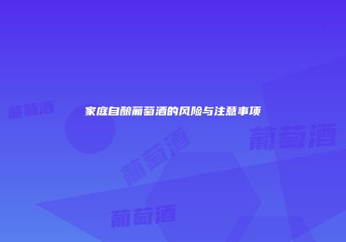 家庭自酿葡萄酒的风险与注意事项