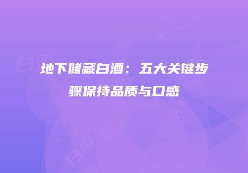 地下储藏白酒：五大关键步骤保持品质与口感
