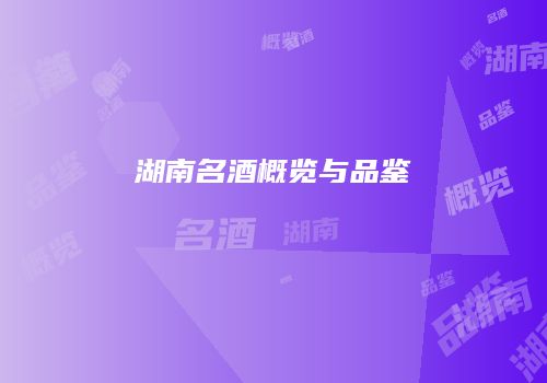 湖南名酒概览与品鉴