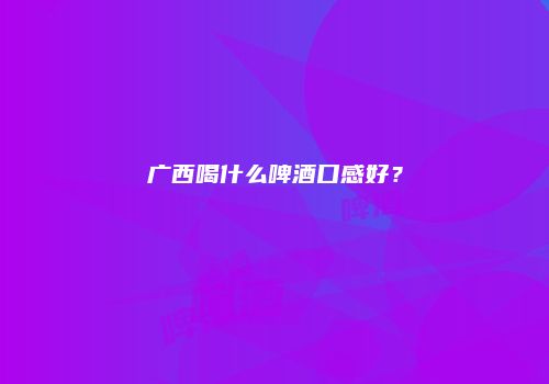 广西喝什么啤酒口感好？