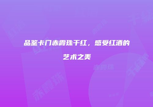 品鉴卡门赤霞珠干红，感受红酒的艺术之美