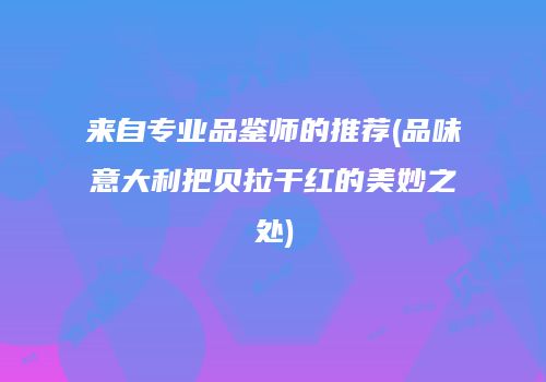 来自专业品鉴师的推荐(品味意大利把贝拉干红的美妙之处)