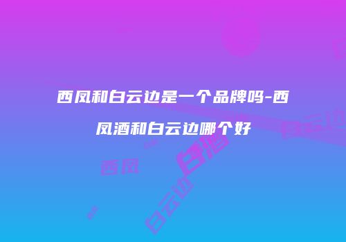 西凤和白云边是一个品牌吗-西凤酒和白云边哪个好