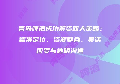 青岛啤酒成功筹资四大策略：精准定位、资源整合、灵活应变与透明沟通