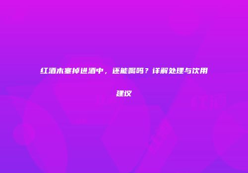 红酒木塞掉进酒中，还能喝吗？详解处理与饮用建议