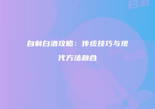 自制白酒攻略：传统技巧与现代方法融合