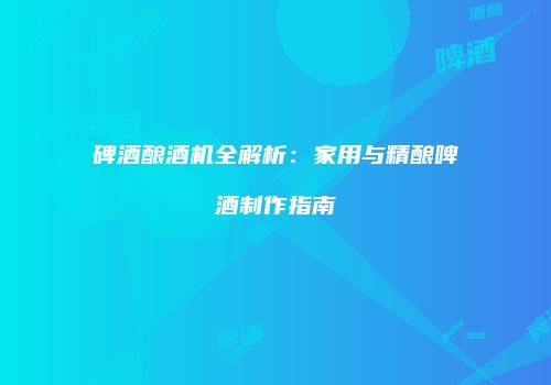 碑酒酿酒机全解析：家用与精酿啤酒制作指南
