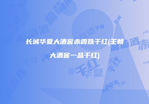 长城华夏大酒窖赤霞珠干红(王朝大酒窖一品干红)