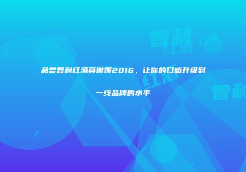品尝智利红酒莫琳娜2016，让你的口感升级到一线品牌的水平