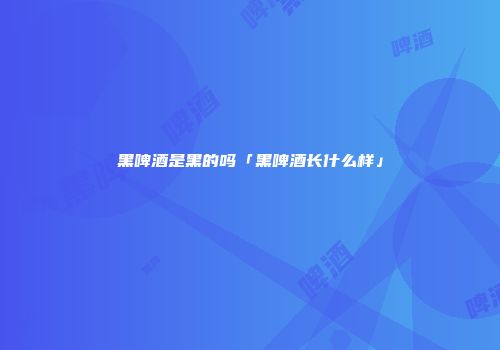 黑啤酒是黑的吗「黑啤酒长什么样」