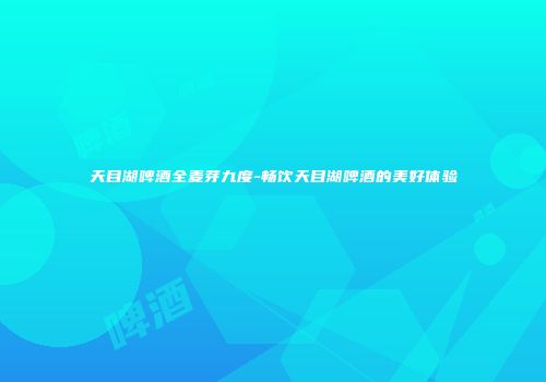 天目湖啤酒全麦芽九度-畅饮天目湖啤酒的美好体验