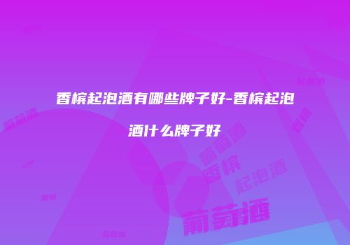 香槟起泡酒有哪些牌子好-香槟起泡酒什么牌子好