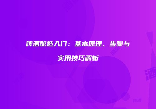 啤酒酿造入门：基本原理、步骤与实用技巧解析