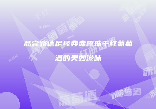 品尝路德尼经典赤霞珠干红葡萄酒的美妙滋味