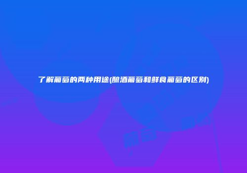 了解葡萄的两种用途(酿酒葡萄和鲜食葡萄的区别)