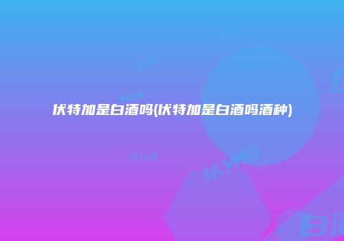 伏特加是白酒吗(伏特加是白酒吗酒种)