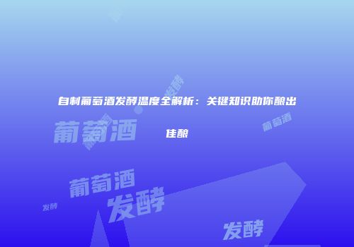 自制葡萄酒发酵温度全解析：关键知识助你酿出佳酿