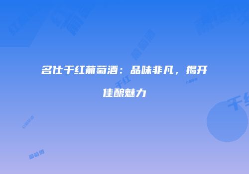 名仕干红葡萄酒：品味非凡，揭开佳酿魅力
