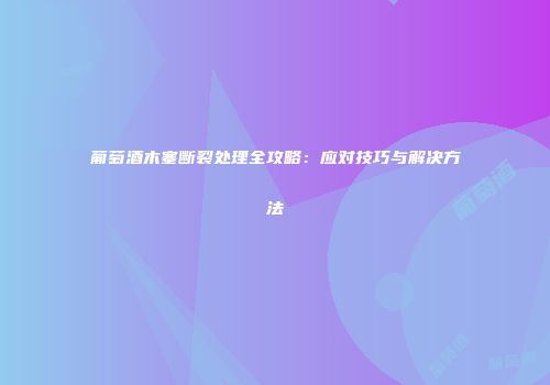 葡萄酒木塞断裂处理全攻略：应对技巧与解决方法