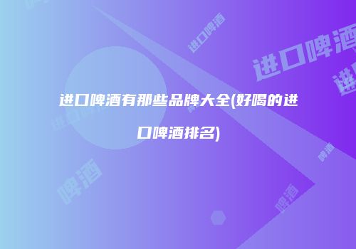 进口啤酒有那些品牌大全(好喝的进口啤酒排名)