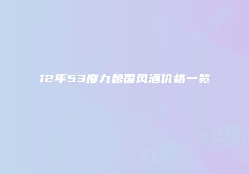 12年53度九粮国风酒价格一览