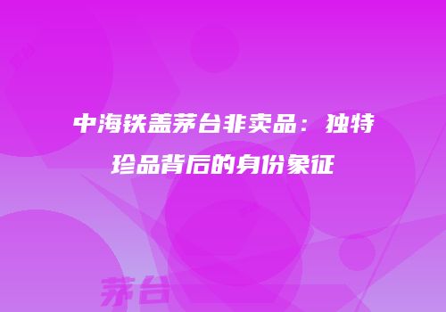 中海铁盖茅台非卖品：独特珍品背后的身份象征
