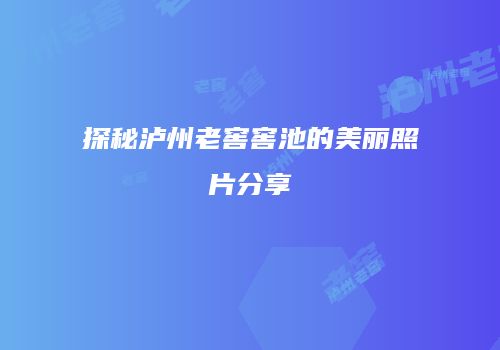 探秘泸州老窖窖池的美丽照片分享