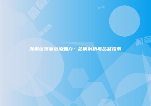 探索蓬莱葡萄酒魅力：品质解析与品鉴指南