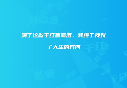 喝了这款干红葡萄酒，我终于找到了人生的方向