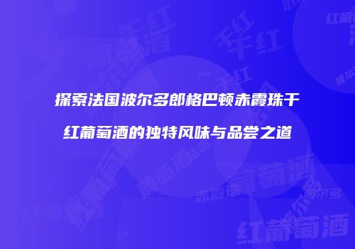 探索法国波尔多郎格巴顿赤霞珠干红葡萄酒的独特风味与品尝之道