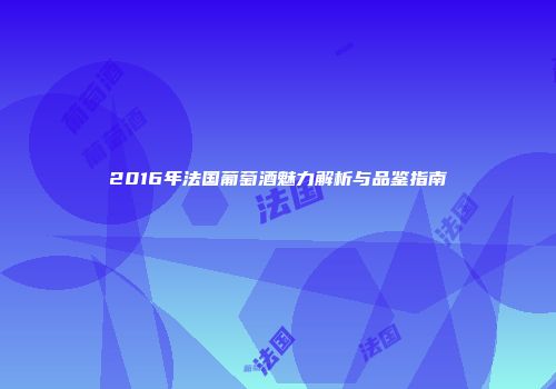 2016年法国葡萄酒魅力解析与品鉴指南