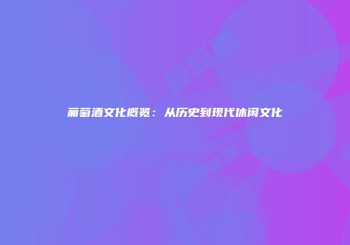 葡萄酒文化概览：从历史到现代休闲文化