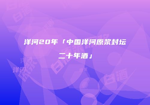 洋河20年「中国洋河原浆封坛二十年酒」