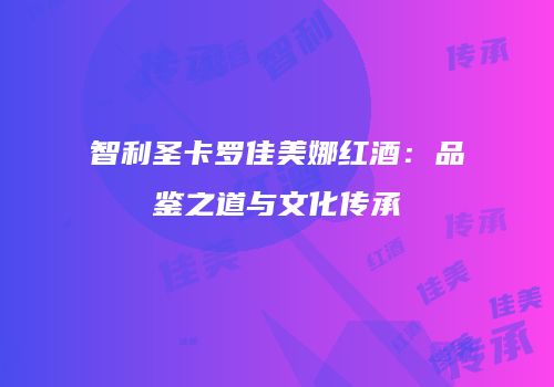 智利圣卡罗佳美娜红酒：品鉴之道与文化传承