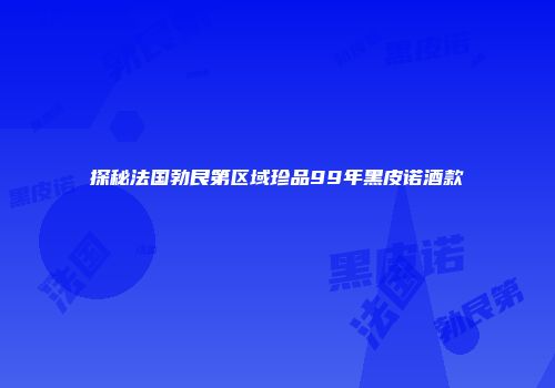 探秘法国勃艮第区域珍品99年黑皮诺酒款