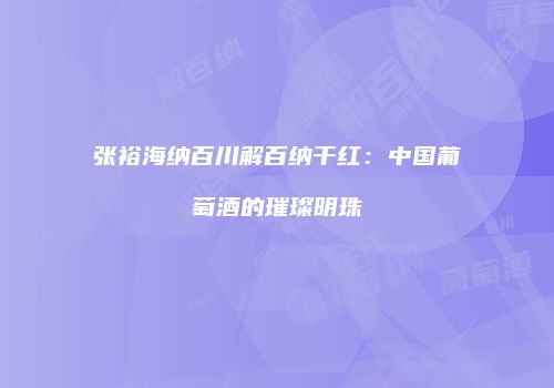 张裕海纳百川解百纳干红：中国葡萄酒的璀璨明珠