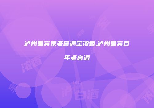 泸州国宾泉老窖洞宝浓香,泸州国宾百年老窖酒