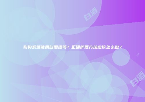 狗狗发烧能用白酒擦吗？正确护理方法应该怎么做？