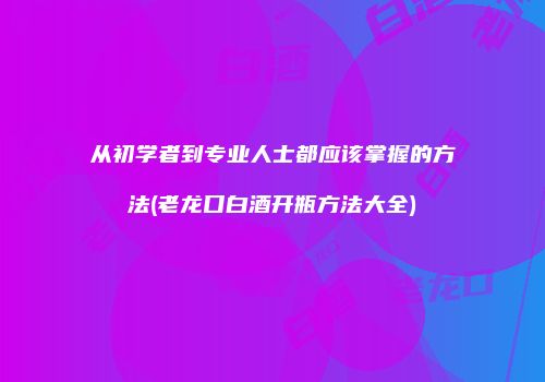 从初学者到专业人士都应该掌握的方法(老龙口白酒开瓶方法大全)