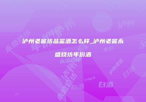 泸州老窖坊品鉴酒怎么样_泸州老窖永盛烧坊年份酒