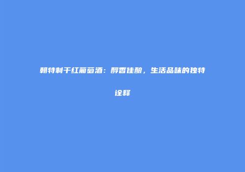 朝特制干红葡萄酒：醇香佳酿，生活品味的独特诠释