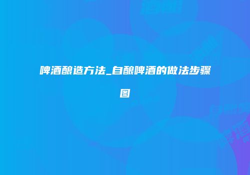 啤酒酿造方法_自酿啤酒的做法步骤图