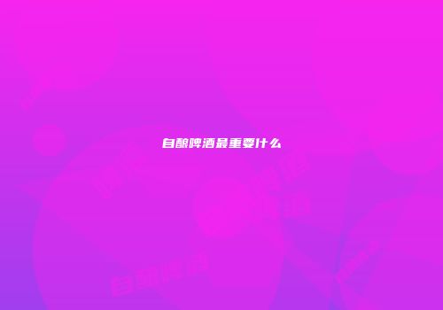 自酿啤酒最重要什么
