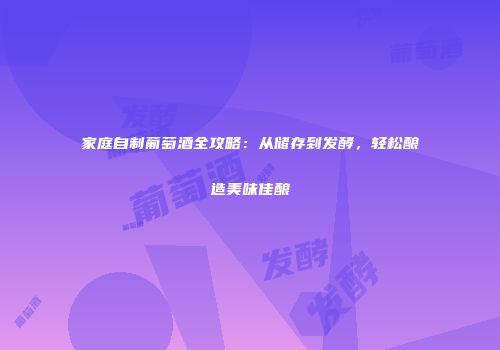家庭自制葡萄酒全攻略：从储存到发酵，轻松酿造美味佳酿