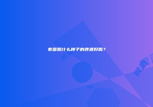 泰国喝什么牌子的啤酒好喝？