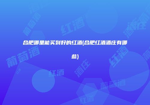 合肥哪里能买到好的红酒(合肥红酒酒庄有哪些)