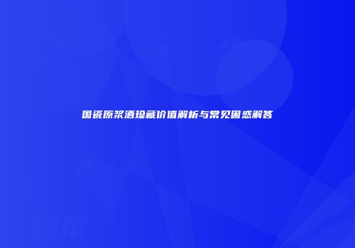 国瓷原浆酒珍藏价值解析与常见困惑解答